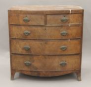 A 19th century mahogany bow front chest of drawers. 97 cm wide.