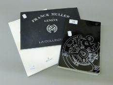 Three watch catalogues - Rolex, Belland Ross and Franck Muller.
