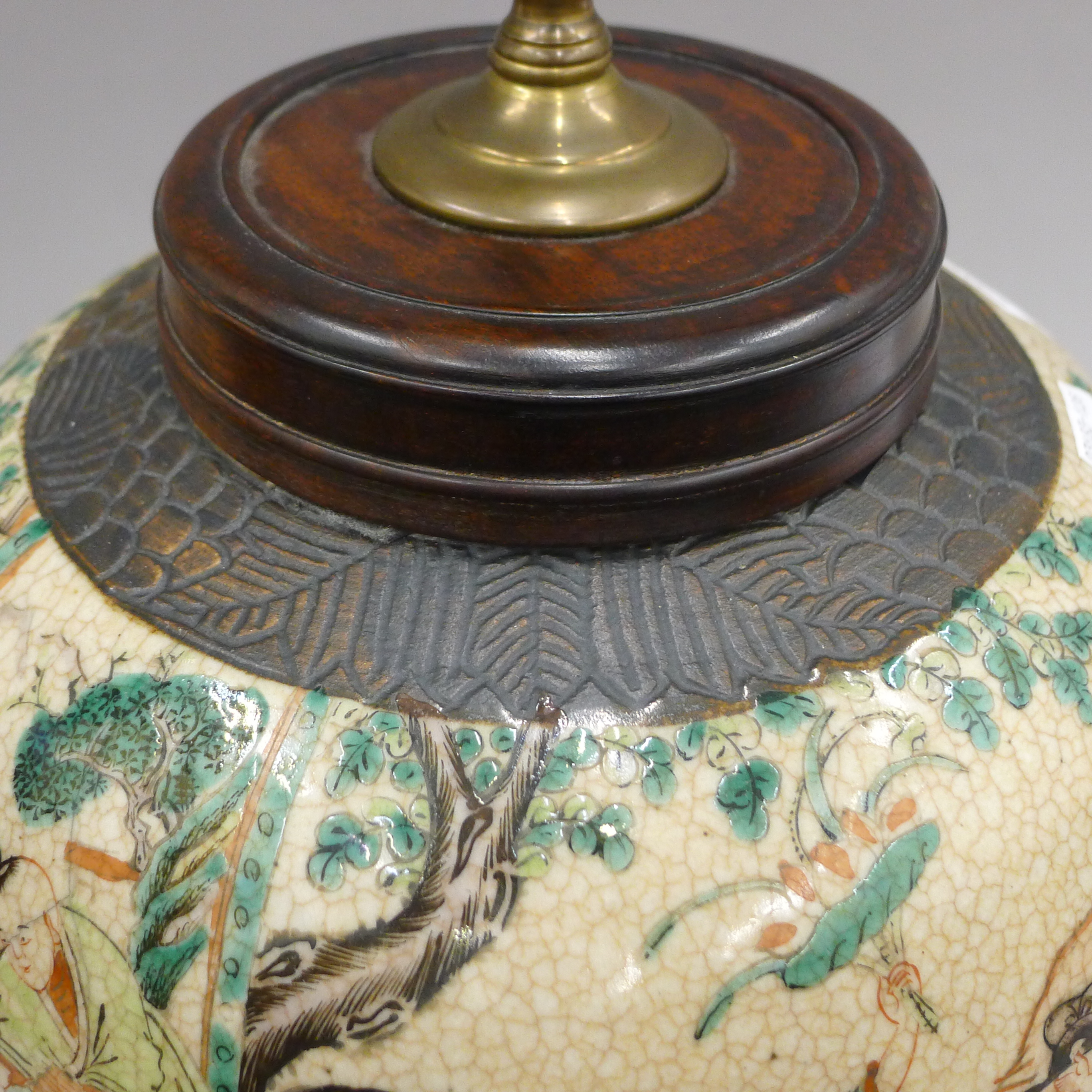 A Chinese crackle glaze porcelain lamp. 42 cm high. - Image 12 of 12