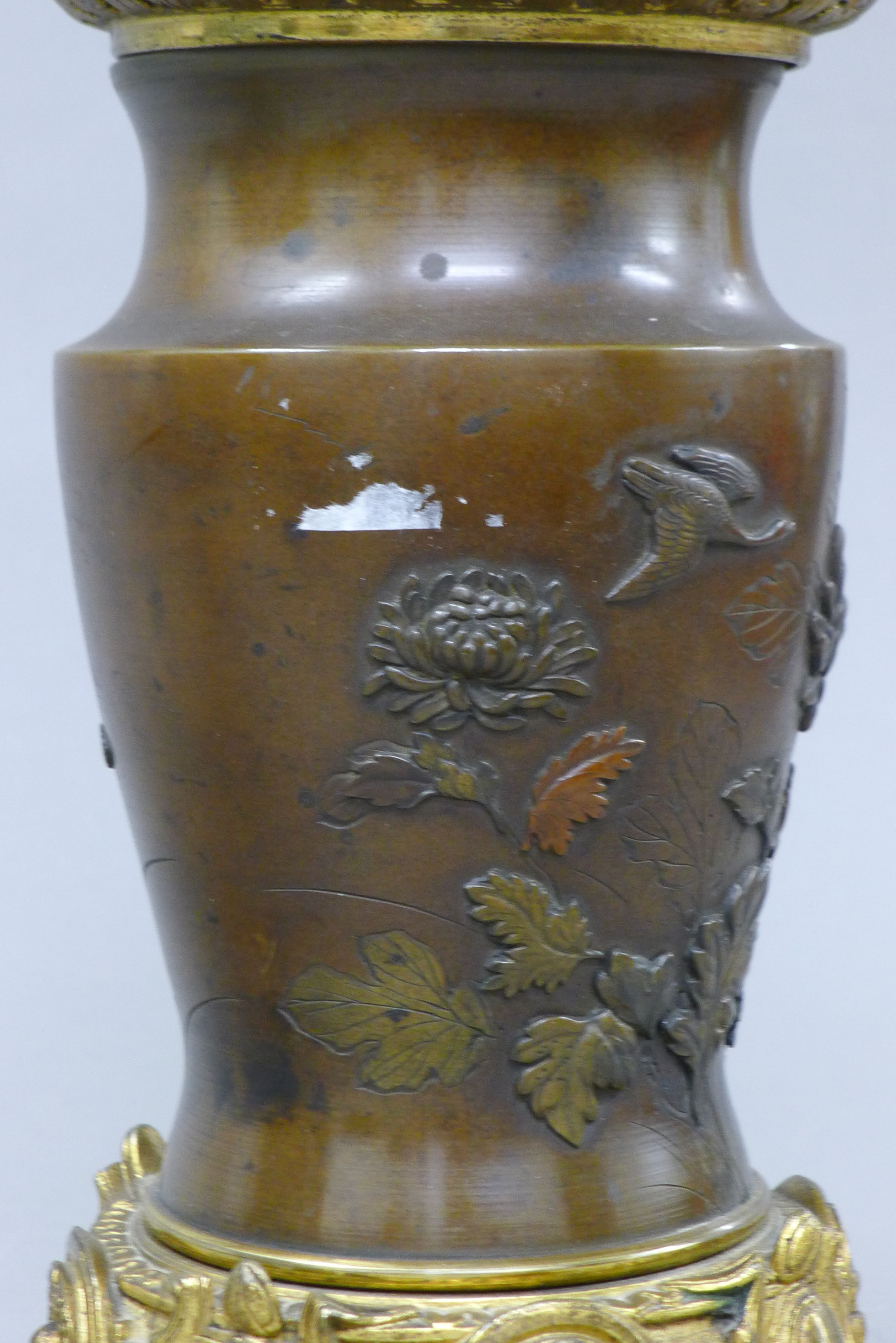 A Japanese bronze lamp. 45 cm high. - Image 6 of 6