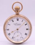 A gold plated Everite open face pocket watch,