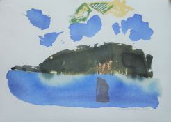 MAURICE COCKRILL RA FBA (1936-2013) British (AR), Blue Island, watercolour on paper,