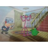WARNWER BROTHERS STUDIOS, The Pink Panther, a production cell and drawing, framed and glazed.