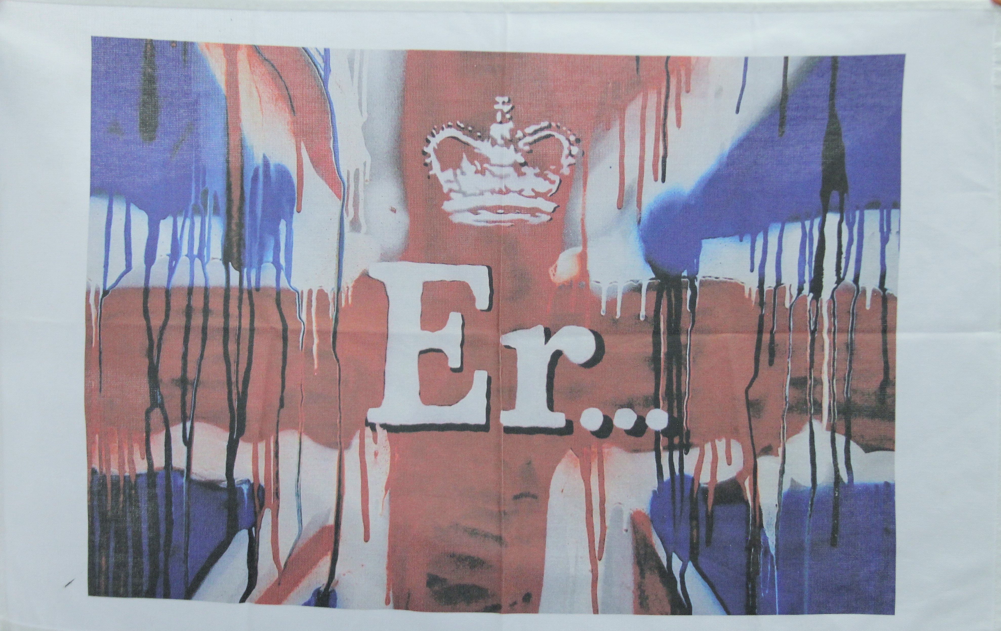 BANKSY (born 1974) British, Er........Queen's Jubilee Tea Towel, numbered 256/1000.