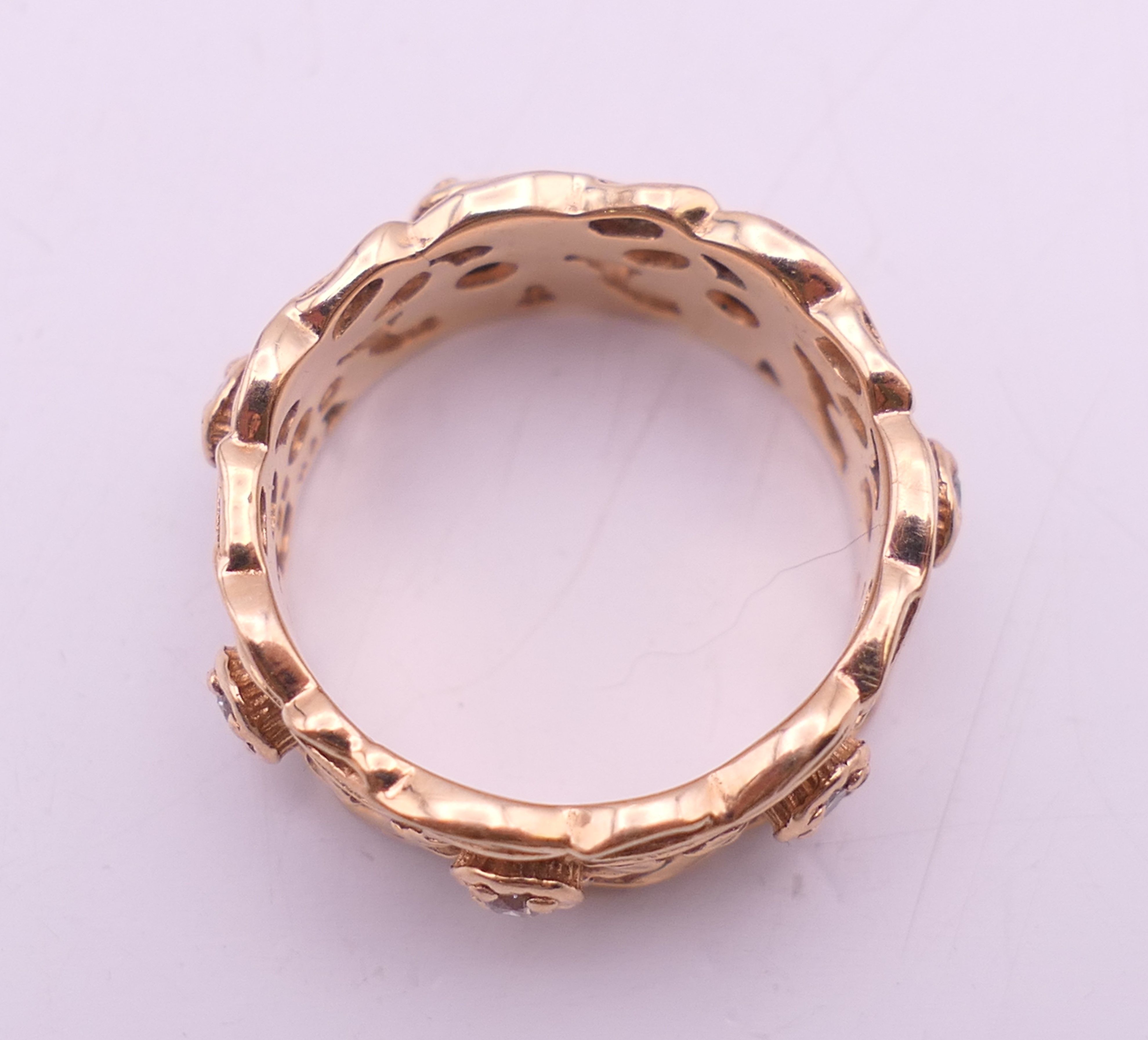 A 14 ct rose gold diamond set Welsh wedding ring. Ring size M/N. 7.9 grammes total weight. - Image 7 of 10