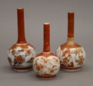 Three Kutani vases. The largest 15 cm high.