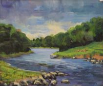 WILLIAMS, River Scene, oil on canvas, framed and glazed. 58.5 x 48.5 cm.