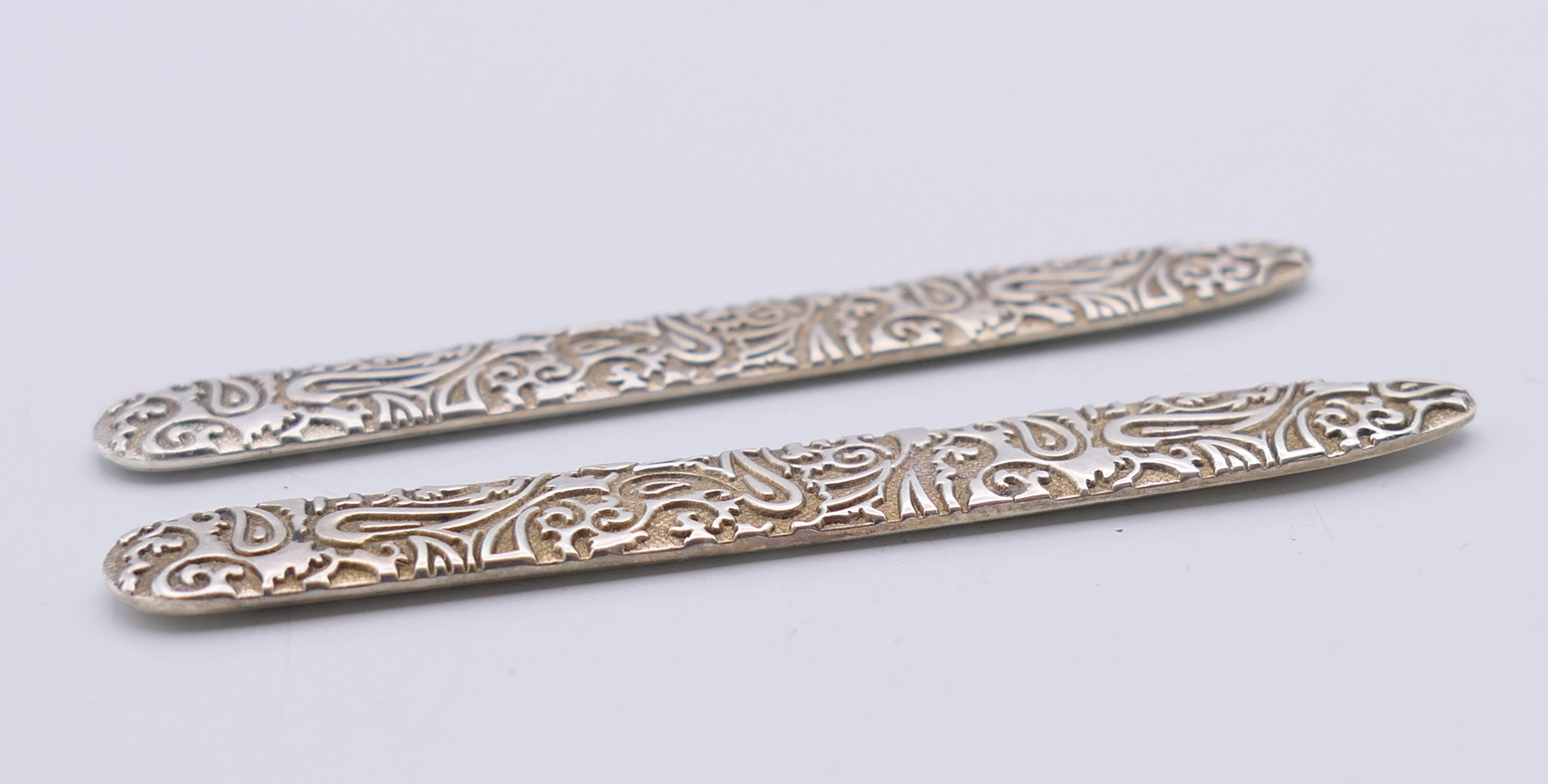 A pair of silver collar stiffeners, inscribed Turnbull and Asser 125 Years, hallmarked Birmingham. - Image 4 of 4