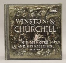 A boxed set of Winston Churchill speeches on records.