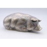 A silver model of a pig bearing Russian marks. 6 cm long. 29.3 grams.