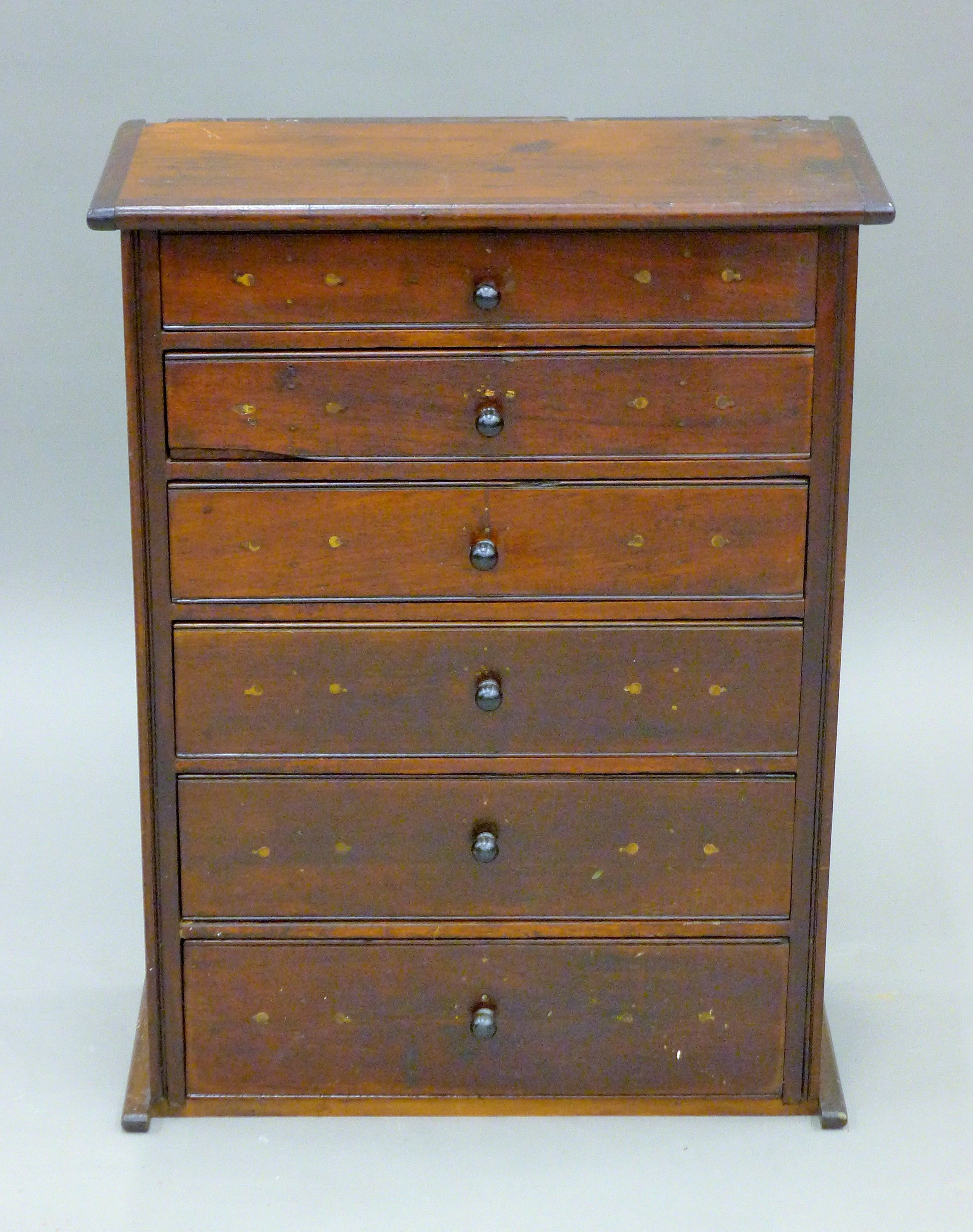 A Victorian bank of six drawers. 41.5 cm wide.
