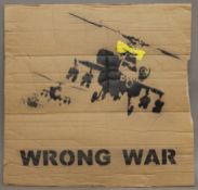 BANKSY (born 1974) British (AR), Yellow Chopper, Wrong War, aerosol stencil on cardboard. 74.