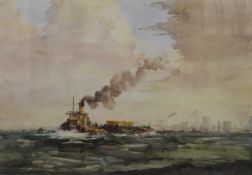 SYDNEY VALE, Tug Boats, watercolour, framed and glazed. 49.5 x 34 cm.