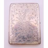 A Victorian silver card case with leaf trace pattern, Birmingham 1848. 7.5 cm wide x 10 cm high.