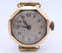 A rolled gold ladies wristwatch. 2.25 cm wide.