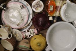 A box of ceramics, etc.