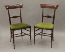 A pair of Victorian bedroom chairs. 44.5 cm wide.