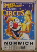 A Robert Brothers circus poster, mounted on board. 71 x 100 cm overall.