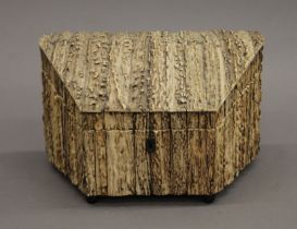 A stag antler clad box. 22 cm wide.
