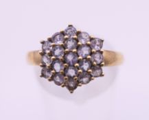 A 9 ct gold dress ring. Ring size P. 2.1 grammes total weight.