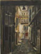 Street Scene, oil on canvas, unsigned, unframed. 30.5 x 40.5 cm.