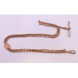 A 9 ct gold Albertina watch chain. 30 cm long. 20 grammes.