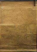 A large detailed rolled map of Cambridgeshire and part Huntingdonshire, circa 1900,
