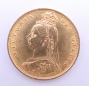 A Victorian gold half sovereign, dated 1887.