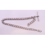A silver chain, patterned links hallmarked. 33.5 cm long. 42.3 grammes.