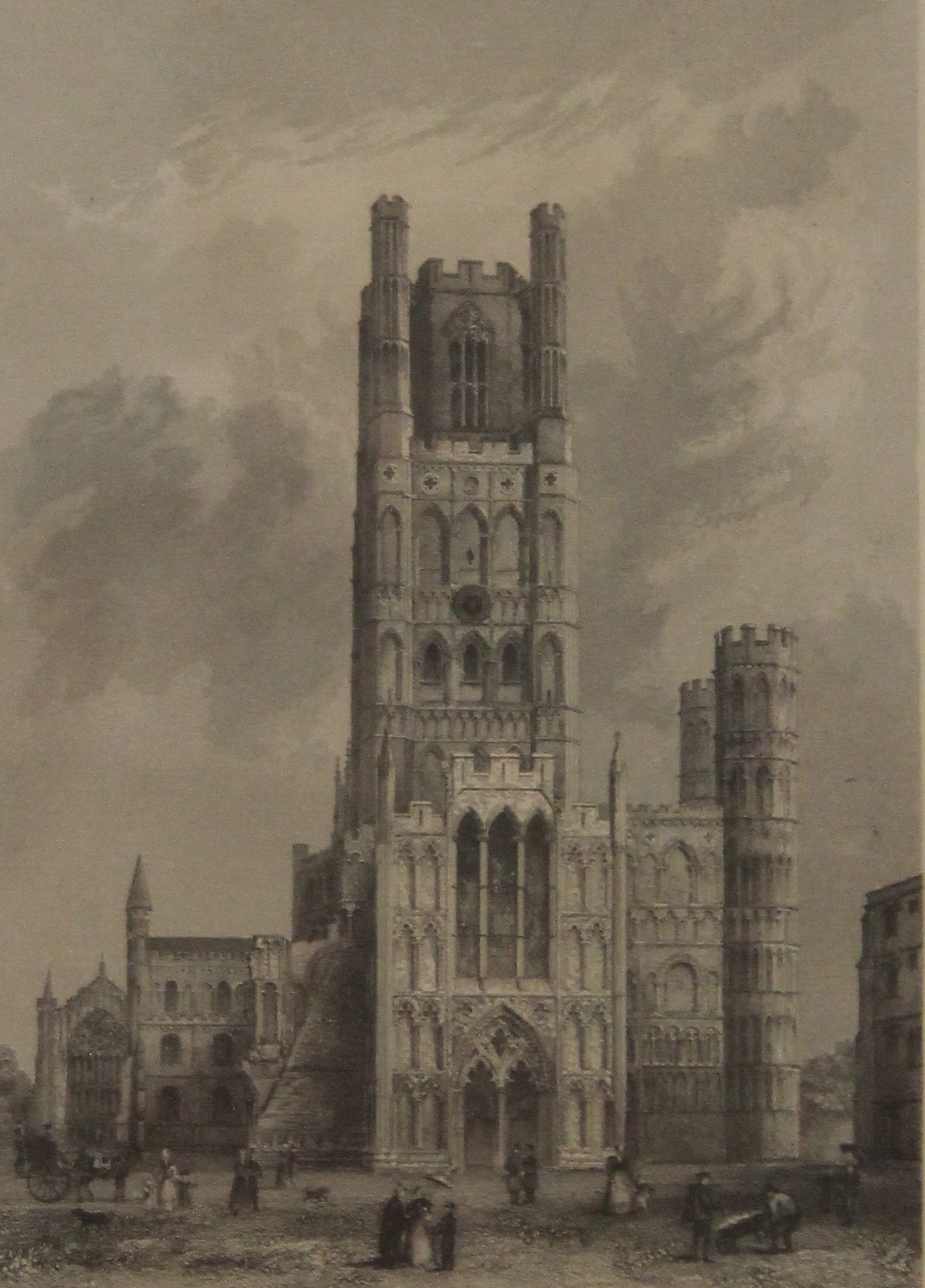 R GARLAND, Ely Cathedral, West Front, print, engraved by B Winkles for Winkles's Cathedrals,