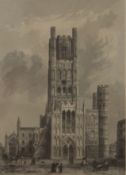 R GARLAND, Ely Cathedral, West Front, print, engraved by B Winkles for Winkles's Cathedrals,