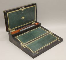 A 19th century brass inlaid writing slope. 45 cm wide.