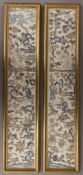 A pair of Chinese embroidered pictures, each framed and glazed. 11.5 x 54 cm.