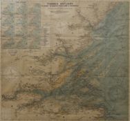 A map of The Thames Estuary 1940, including tidal streams, framed and glazed. 93 x 87.5 cm.