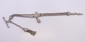 A silver Albertina watch chain. 26.5 cm long. 18.9 grammes.
