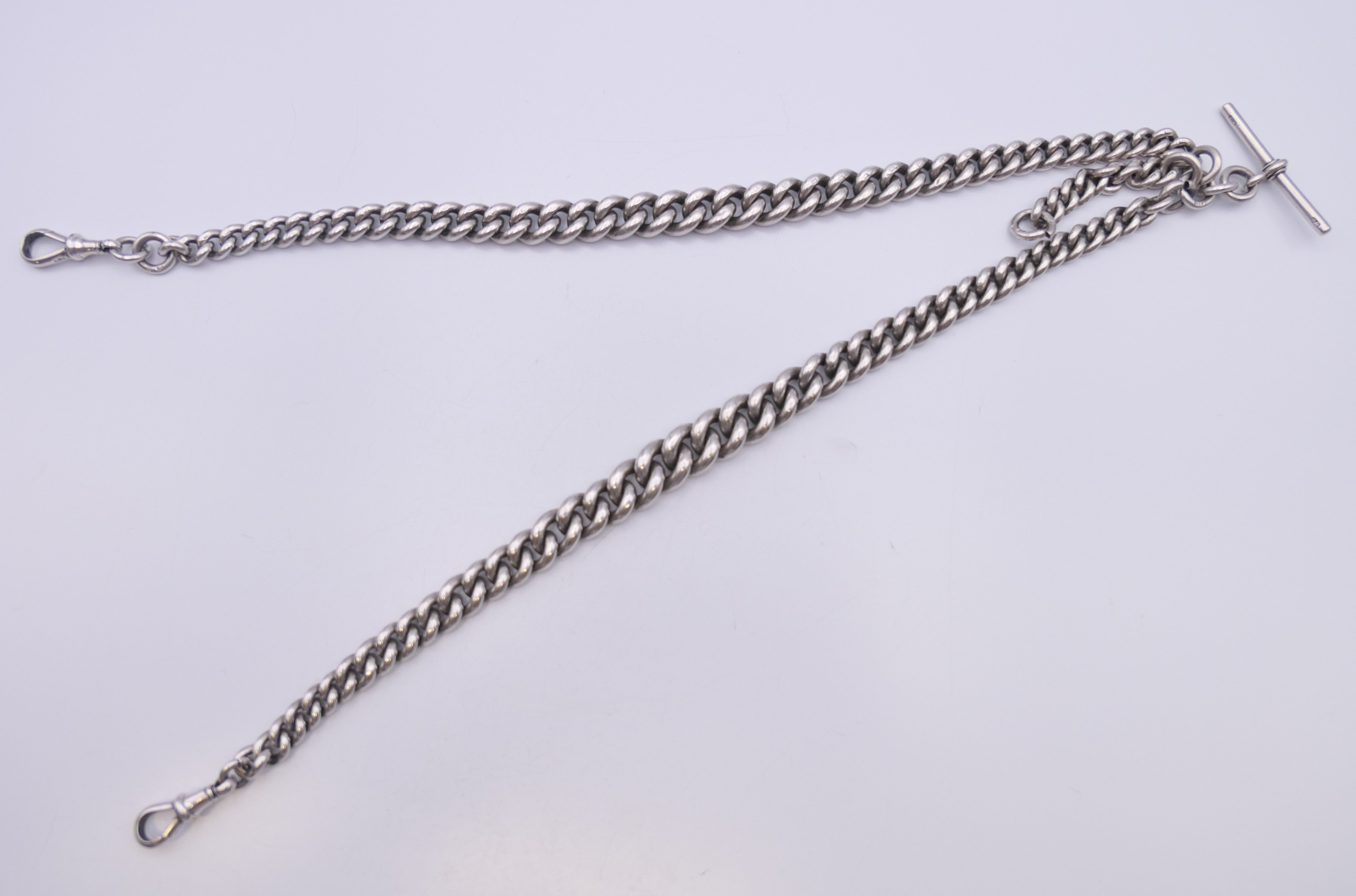 A silver watch chain. 60 cm long. 173.1 grammes. - Image 3 of 9