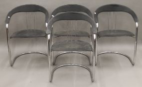Four French chrome framed chairs. 60 cm wide.