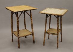 Two Victorian bamboo side tables. The largest 44 cm squared.