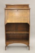 An early 20th century oak hall bureau. 69 cm wide.