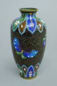 A cloisonne vase decorated with butterflies. 13 cm high.