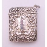 An Edwardian silver vesta case inscribed with 'Southampton 1909 P.T.C.