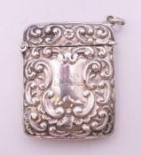 An Edwardian silver vesta case inscribed with 'Southampton 1909 P.T.C.