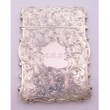 A Victorian silver card case with leaf trace pattern, Birmingham 1856,