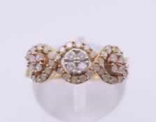 A 9 ct gold diamond ring. Ring size N. 2.8 grammes total weight.