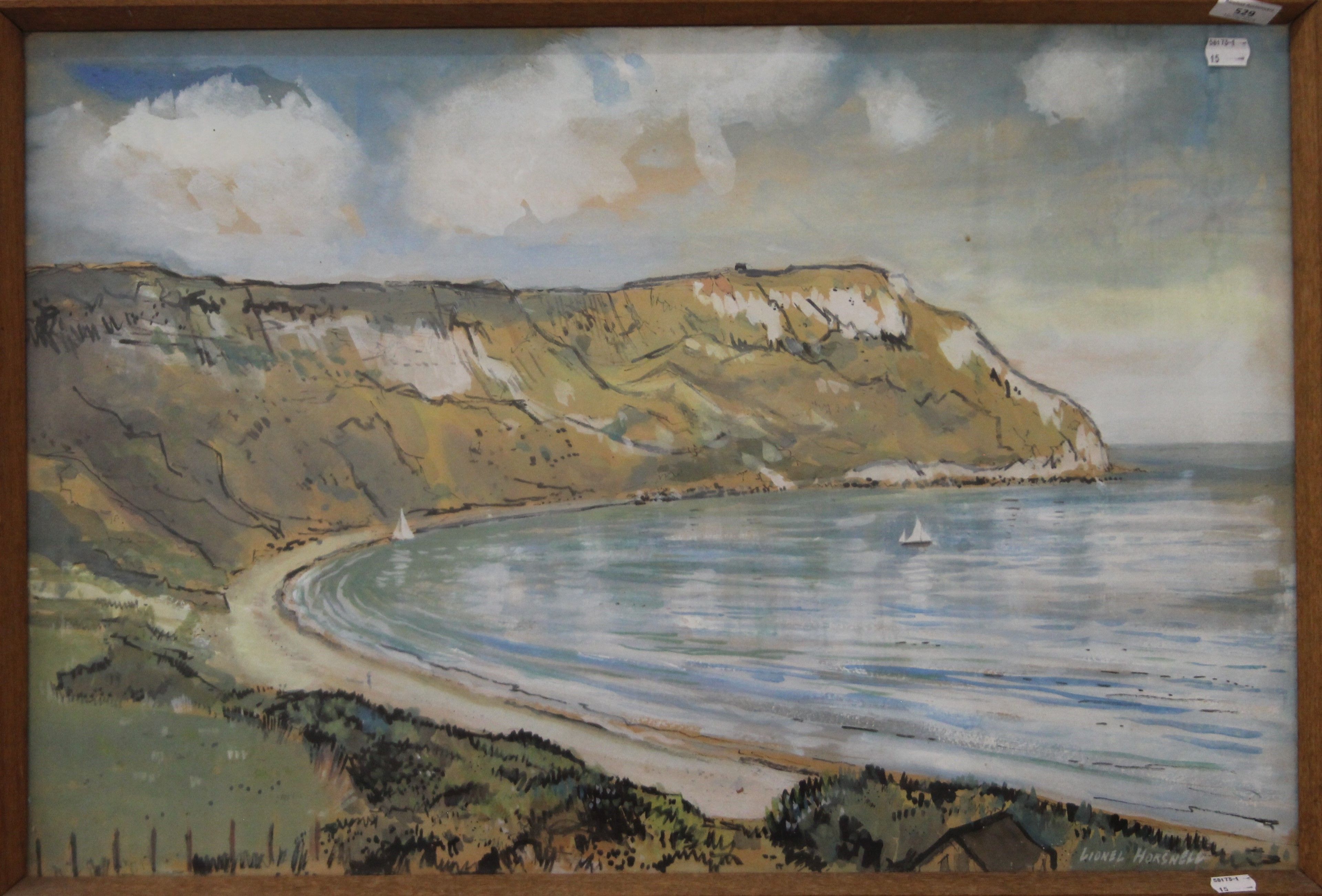 LIONEL HORSNELL (1932-2011), Coastal Bay Scene, watercolour and gouache, framed and glazed. - Image 2 of 3