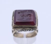 A Persian seal ring, ring size o/p.