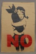 BANKSY (born 1974) British (AR), Bomb Hugger, No, aerosol stencil on cardboard. 56 x 84.5 cm.