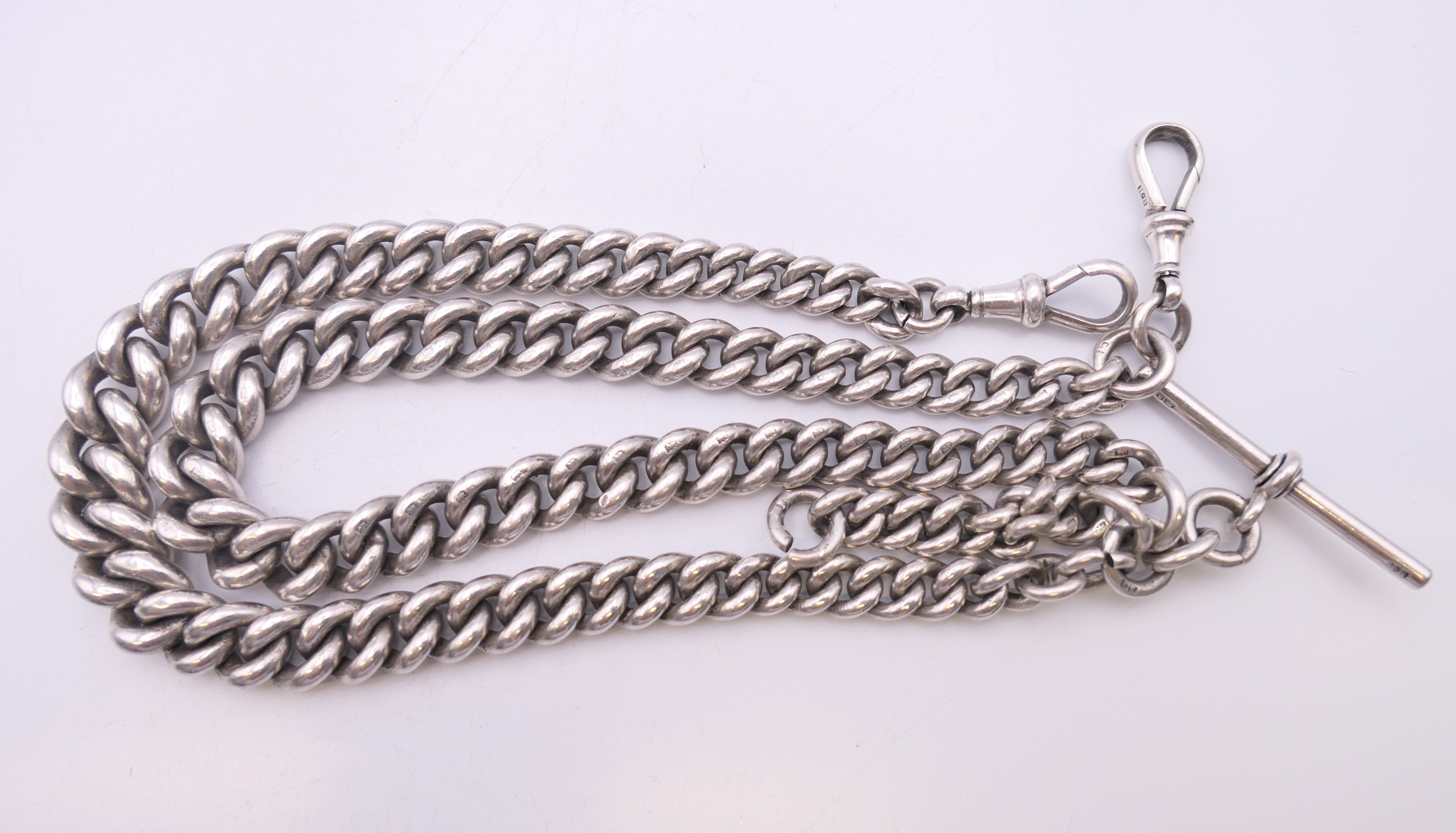 A silver watch chain. 60 cm long. 173.1 grammes. - Image 5 of 9