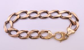 A 9 ct gold bracelet. 19 cm long. 25 grammes.