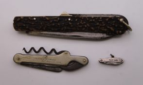 An antique No 6 staghorn handled multi-bladed folding knife by Joseph Rodgers & Sons;